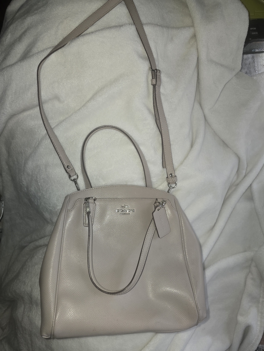 Coach Pebble Leather Satchel in Light Beige